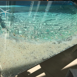 センターテーブル ターコイズブルービーチ  波打ち際のシェルやスターフィッシュ  minamo 3枚目の画像