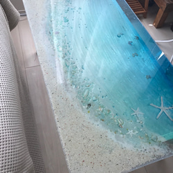 センターテーブル ターコイズブルービーチ  波打ち際のシェルやスターフィッシュ  minamo 5枚目の画像