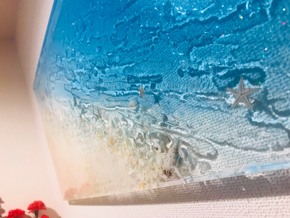 アートパネル　壁掛けパネル　ブルーシーのビーチ 70×30 4枚目の画像