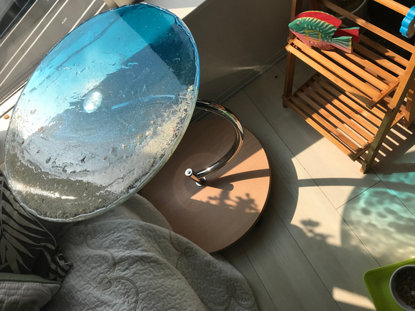 sunbrand様専用 ガラスラウンドテーブルブルームーンビーチ 4枚目の画像