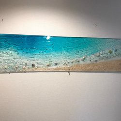 壁掛けパネル ターコイズブルームーンビーチmimamo 海 砂浜 波打ち際 110cm×25cm 4枚目の画像