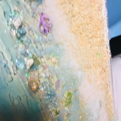 makaron0912様専用 ガラスセンターテーブル ブルームーンビーチ 青いビーチと珊瑚やスターフィッシュと貝たち 3枚目の画像