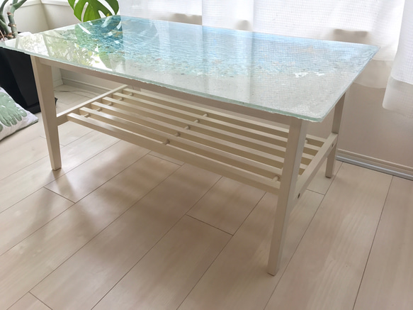 toko様専用 ガラスセンターテーブル ハウスリーフ ブルーラグーン シャロー 1枚目の画像