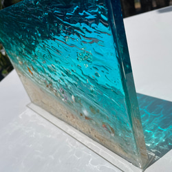 インテリアートパネル ターコイズブルーシー 立てかけパネル 水面 波紋