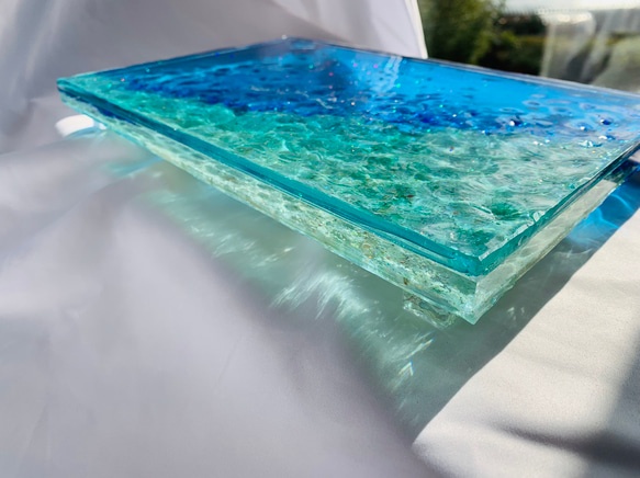 展示用アートトレイ ブルーシー ドロップオフ クリアトレイ 仕器 水面