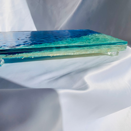 展示用アートトレイ ブルーシー ドロップオフ クリアトレイ 仕器 水面