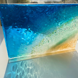インテリアアートパネル ブルーコーナー 立てかけパネル 海 サンゴ礁 島 3枚目の画像