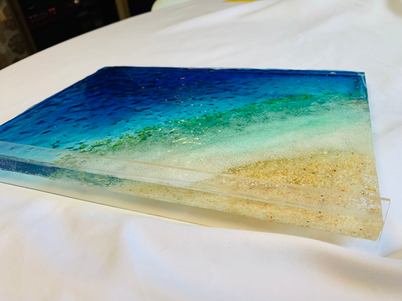 インテリアアートパネル ブルーコーナー 立てかけパネル 海 サンゴ礁 島 4枚目の画像