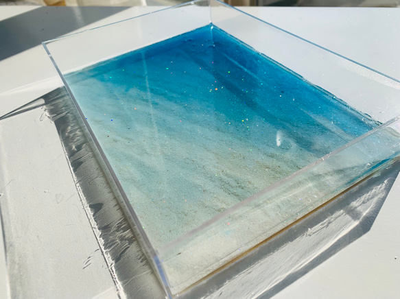 クリアケース  小物入れ ホワイトビーチ波紋 ブルーコーラル 海 砂浜 2枚目の画像