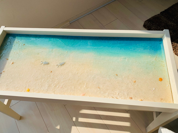 新作！センターテーブル  モルジブの海 ハウスリーフ  コバンアジ 波紋 水面 水中 5枚目の画像