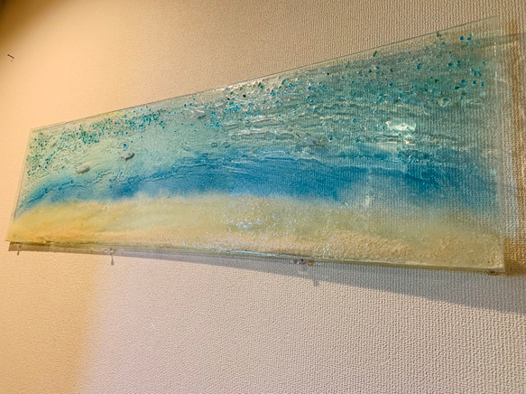 壁掛けパネル  浅瀬のハウスリーフとコバンアジ 90×25 海 砂浜 夏 壁飾り 2枚目の画像