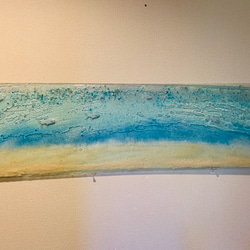 壁掛けパネル  浅瀬のハウスリーフとコバンアジ 90×25 海 砂浜 夏 壁飾り 3枚目の画像