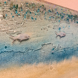 壁掛けパネル  浅瀬のハウスリーフとコバンアジ 90×25 海 砂浜 夏 壁飾り 4枚目の画像