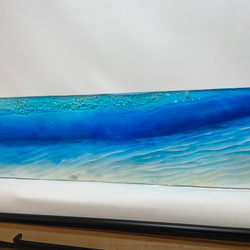 壁飾りパネル  120cm×30cm白い砂浜 砂紋とブルーシー 青い海 2枚目の画像