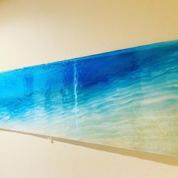 壁飾りパネル  120cm×30cm白い砂浜 砂紋とブルーシー 青い海 5枚目の画像
