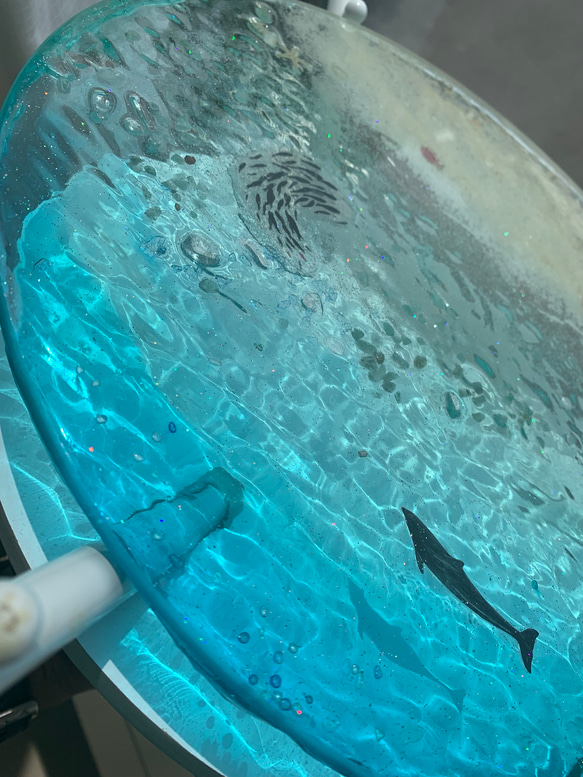 StudioKAI ブルームーンビーチ 夜光虫 ガラステーブル 海 レジン