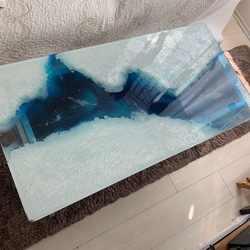 レオ様専用  ガラス センターテーブル トップ流氷の海 北極 南極 4枚目の画像