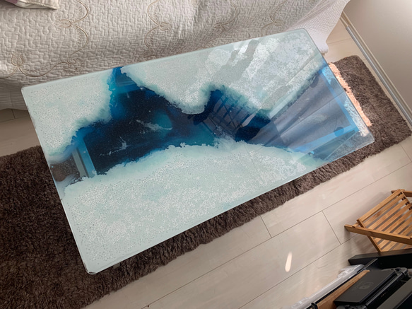 レオ様専用  ガラス センターテーブル トップ流氷の海 北極 南極 4枚目の画像