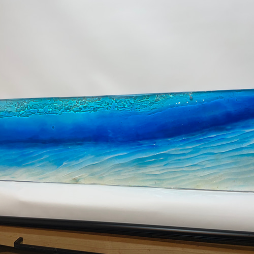 壁掛けディスプレイパネル 120cm×50cm白い砂浜 砂紋とブルーシー 青い