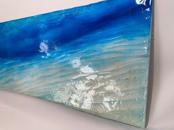 壁掛けディスプレイパネル　 120cm×45cm白い砂浜 砂紋とブルーシー 青い海 4枚目の画像