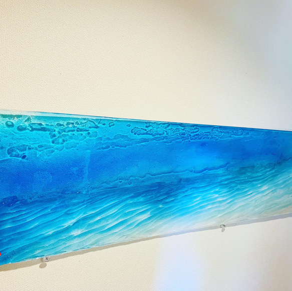 壁掛けディスプレイパネル　 120cm×45cm白い砂浜 砂紋とブルーシー 青い海 5枚目の画像