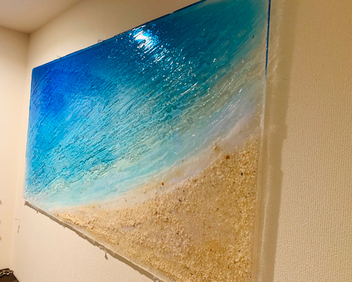 絵画 テクスチャーアート 海景 ホログラム パールカラー ビーチ