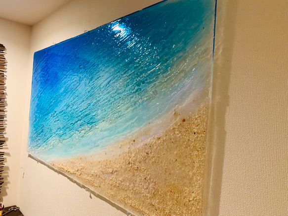 絵画 seaart 海景　海の絵 パールカラー パール ビーチ　海 絵画 テクスチャーアート 海景 ホログラム パールカラー ビーチ