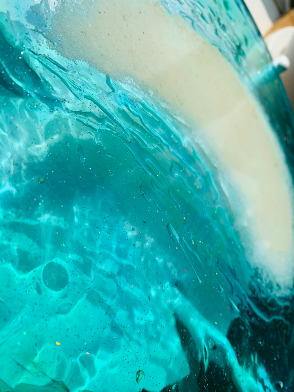 名もなき島 エメラルドグリーンの海 ミニ   波紋ガラスサイドテーブル丸 〜Minamo〜 4枚目の画像