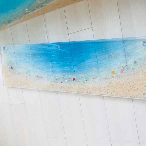 ゆかり様専用　壁飾りパネル エメラルドブルーの海とカメ　砂浜 天国に一番近い島 ビーチ120×60 2枚目の画像