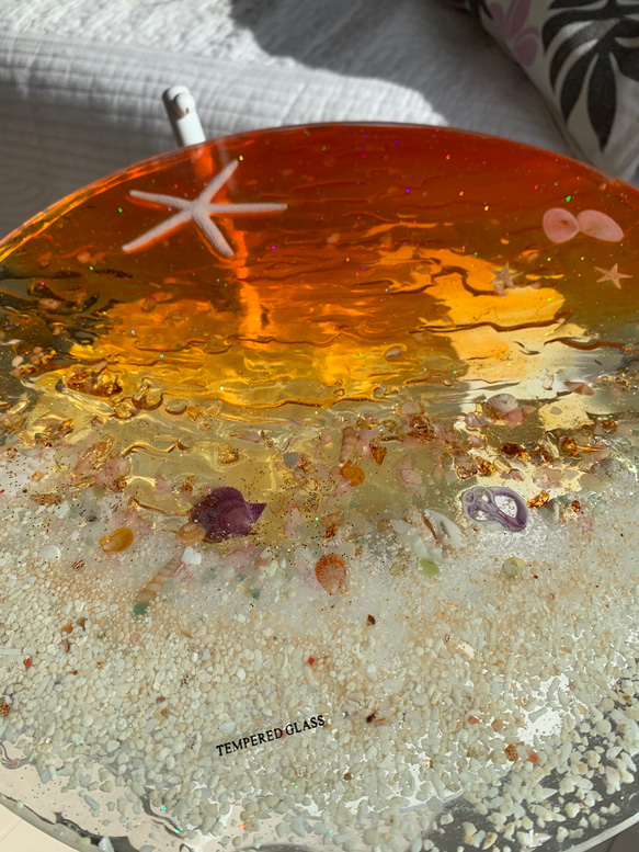 サンセット　ムーンビーチ ガラスサイドテーブル丸 〜Minamo〜 6枚目の画像