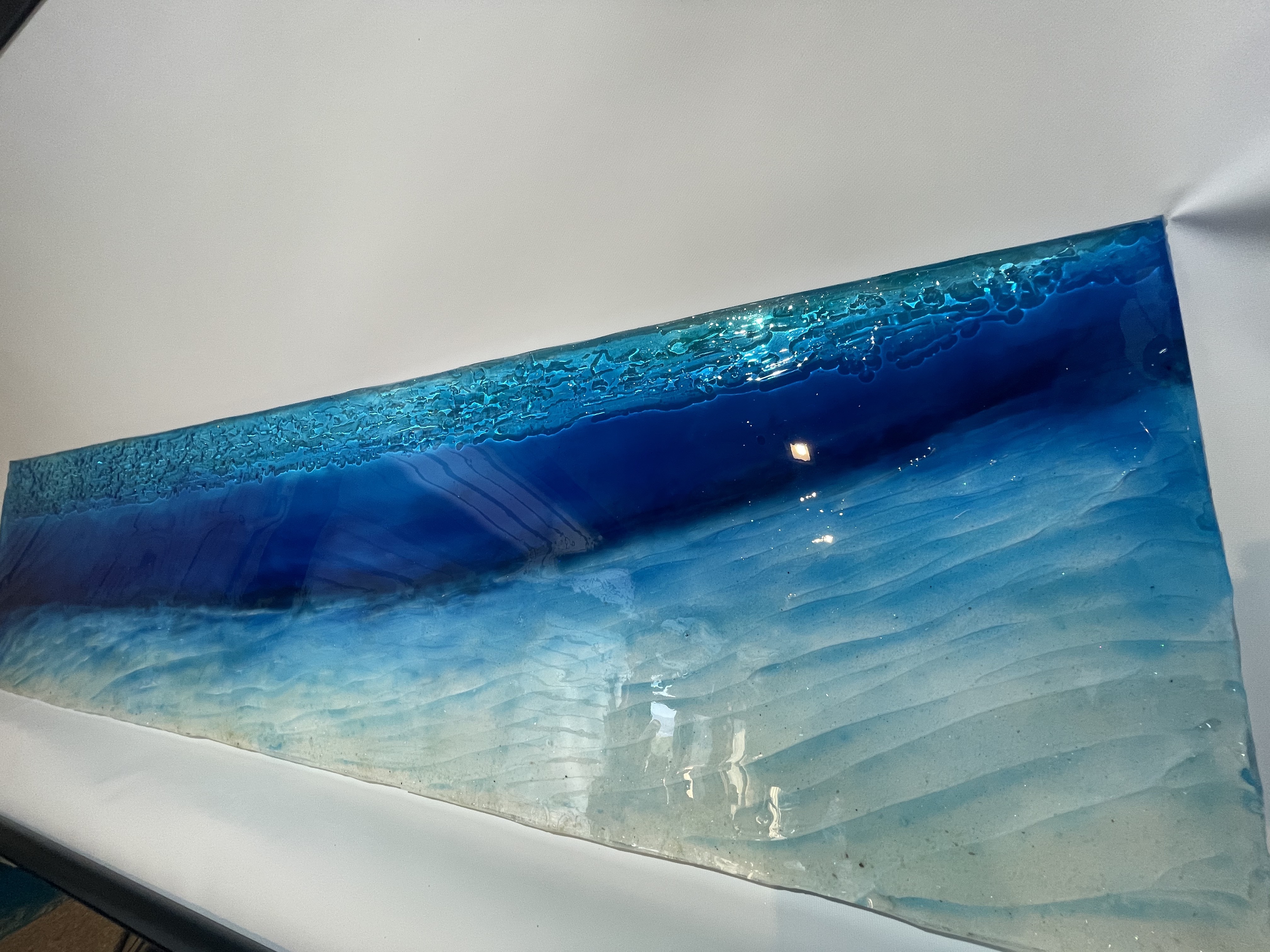 壁飾りパネル  120cm×30cm白い砂浜 砂紋とブルーシー 青い海