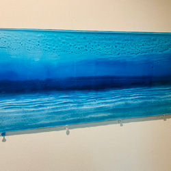 アートパネル  100cm×40cmディープブルー　波紋と砂紋のブルーシー 青い海 2枚目の画像