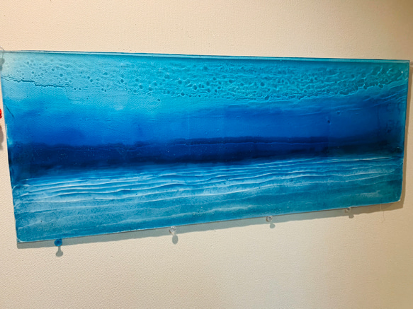 アートパネル  100cm×40cmディープブルー　波紋と砂紋のブルーシー 青い海 2枚目の画像