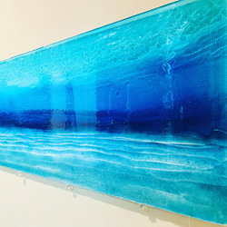 アートパネル  100cm×40cmディープブルー　波紋と砂紋のブルーシー 青い海 3枚目の画像