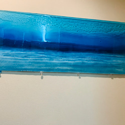 アートパネル  100cm×40cmディープブルー　波紋と砂紋のブルーシー 青い海 4枚目の画像