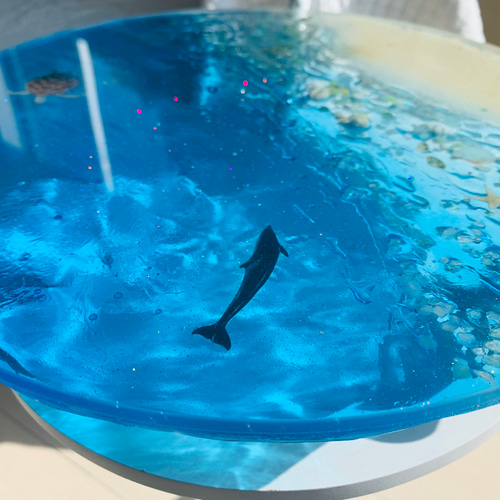 StudioKAI ブルームーンビーチ 夜光虫 ガラステーブル 海 レジン