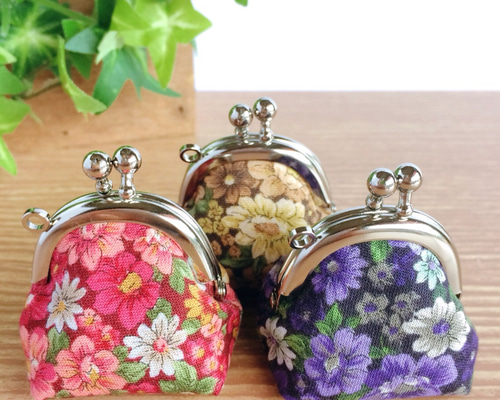 花のがま口アクセサリーミニポーチ＊送料無料 小銭入れ・コインケース