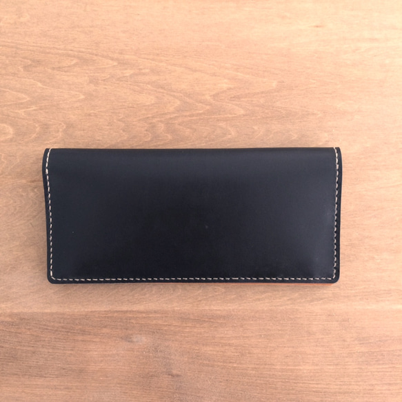 スマートな薄さ♪ツートンカラーの長財布【ブラック×キャメル】 2枚目の画像