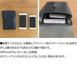 【SALE品】ぶら下げ方いろいろ♪「スマートフォンポーチ」【イエロー×ネイビー】 10枚目の画像