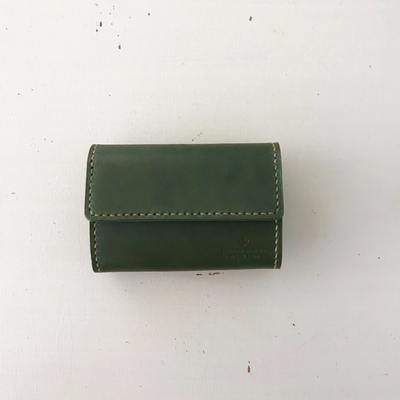 お札を折らずに入れられる♪小さめで便利な3つ折り財布【グリーン】（受注生産品） 4枚目の画像