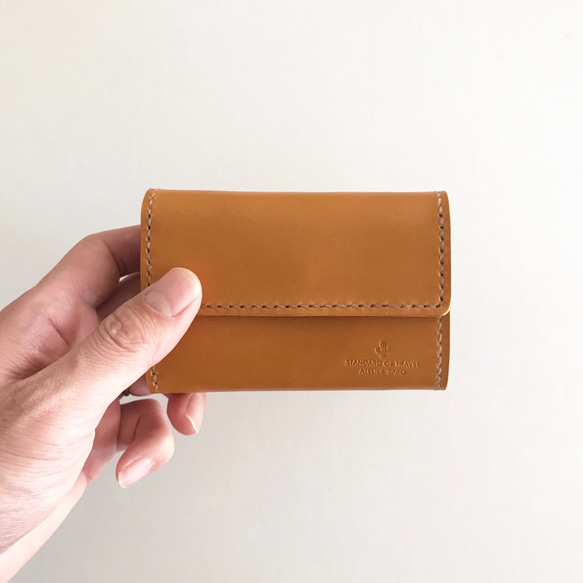 お札を折らずに入れられる♪小さめで便利な3つ折り財布【キャメル】（受注生産品） 8枚目の画像