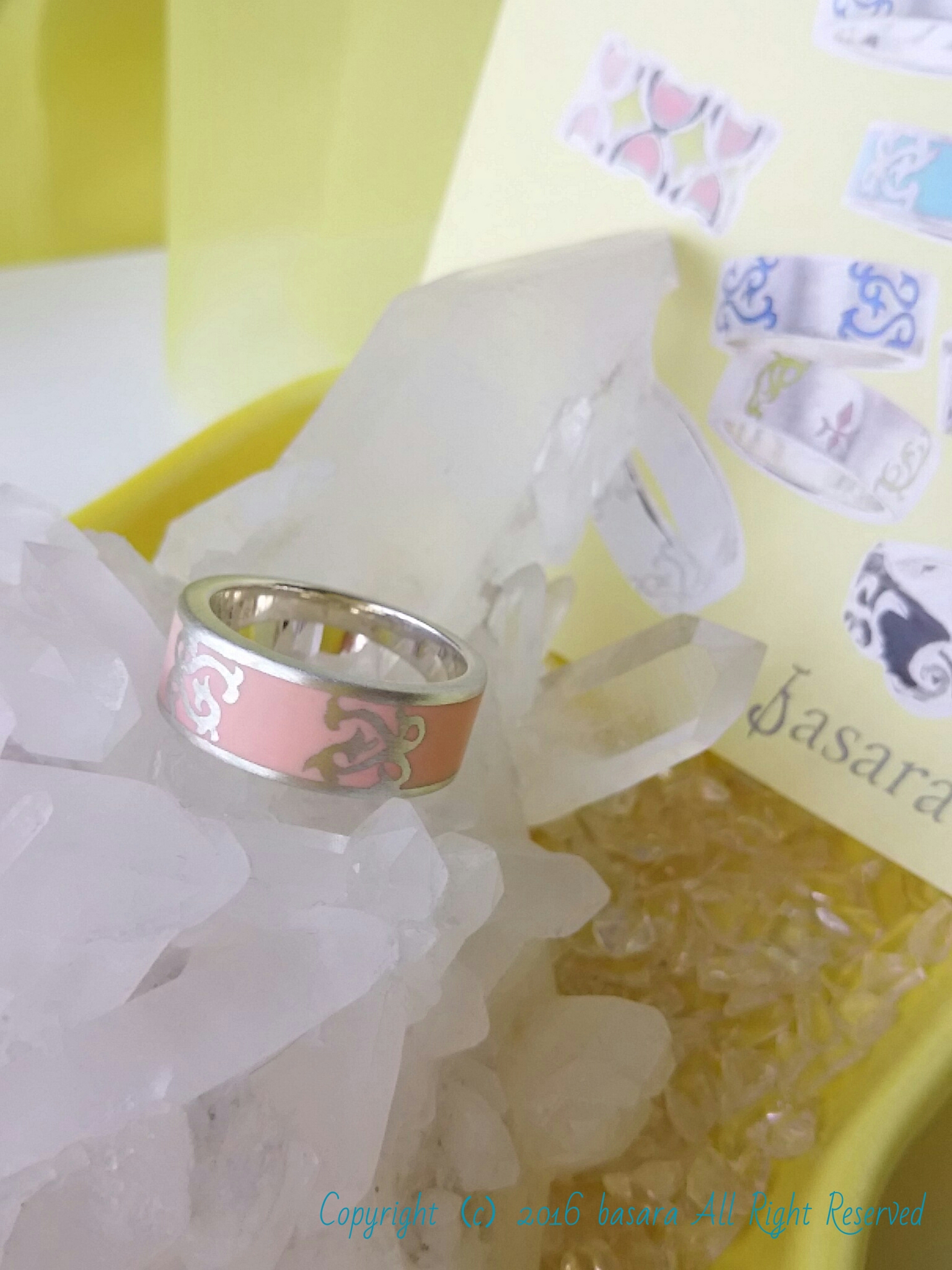 ＊silver 950＊ esmalte リング B3 rosa mate