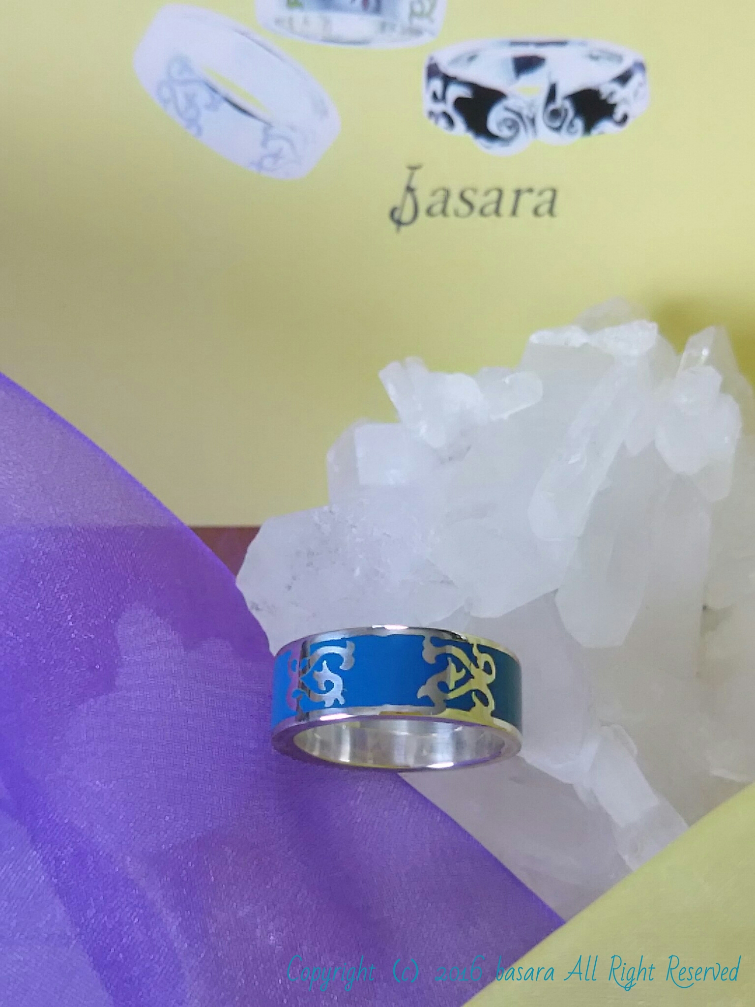 ＊silver 950＊ esmalte リング B3 azul brillo