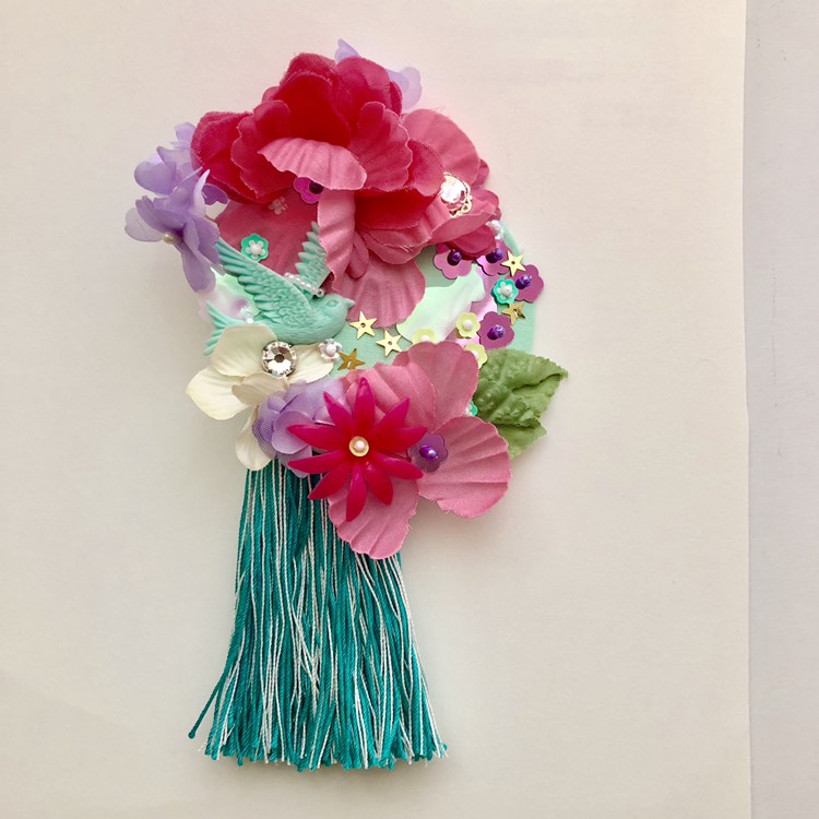 commori  タッセル2WAYお飾り 鳥と星  ○ピンク×エメラルド