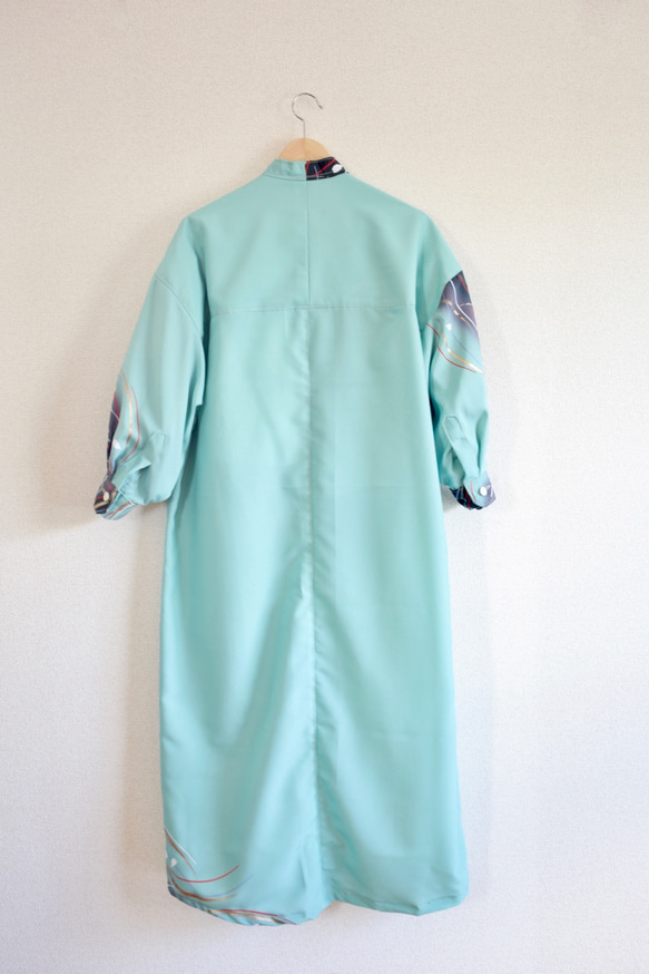 綠松石和服超大襯衫式連衣裙（編號492） 第6張的照片