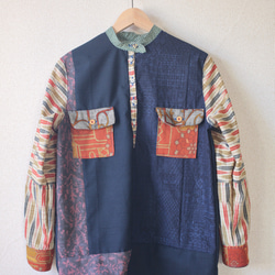 Unisex patchwork casual shirt (no.083) 2枚目の画像