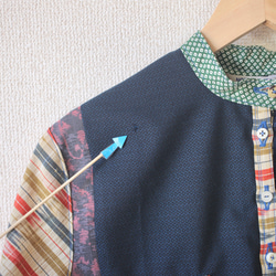 Unisex patchwork casual shirt (no.083) 6枚目の画像