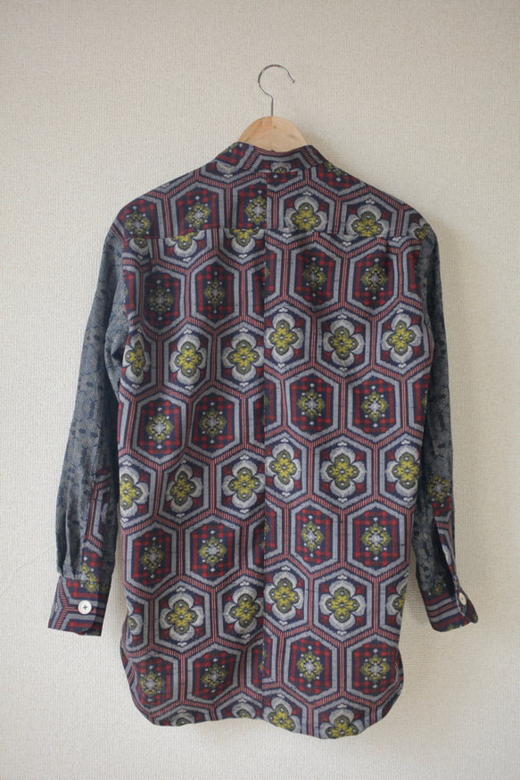 [SALE!!!] Men's スタンドカラー kasuri casual shirt (no.094) 6枚目の画像