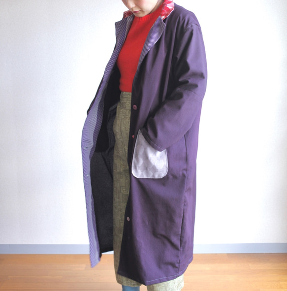 Dark Purpleの大人かわいい Kimono Long Jacket (no.129) 4枚目の画像