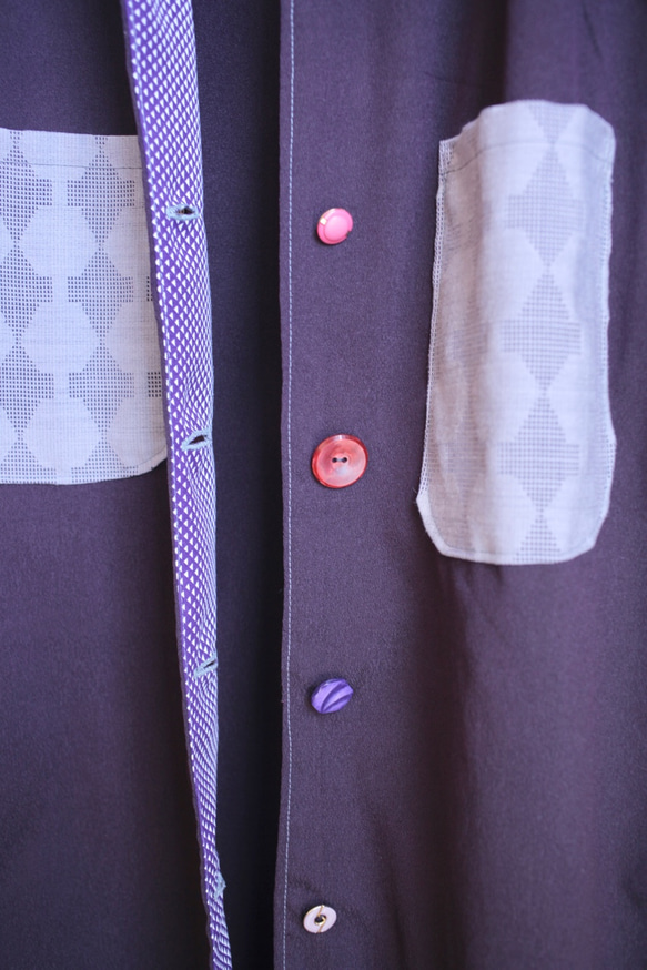 Dark Purpleの大人かわいい Kimono Long Jacket (no.129) 5枚目の画像
